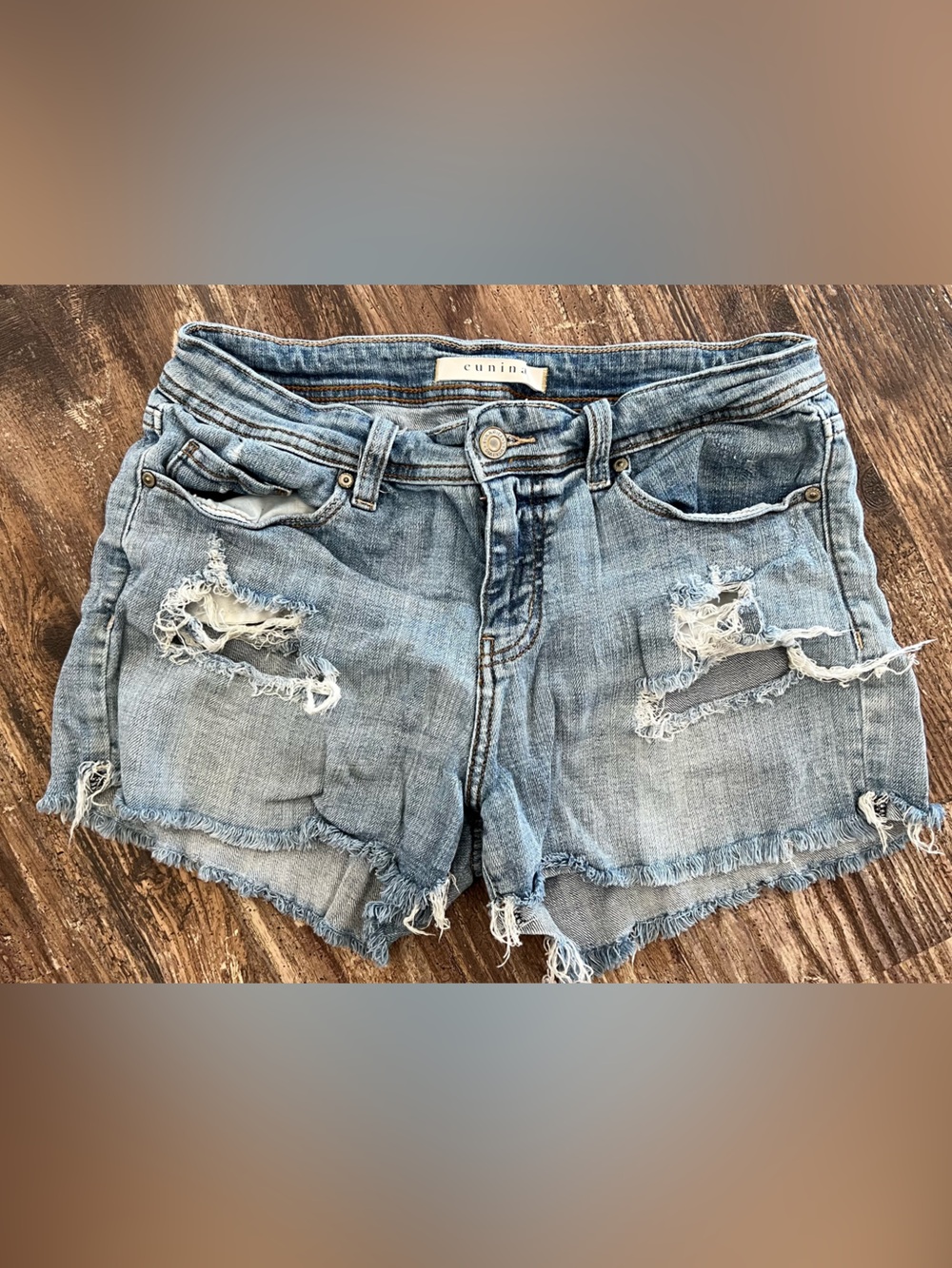 Cushnie Light Blue Distressed Denim Women's Shorts